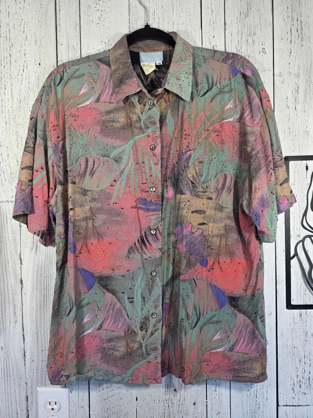 Vintage Como Studio Abstract Print Rayon Blouse Hong Kong Size 14